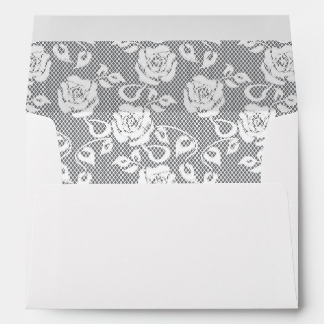 White lace pattern on grey background envelopes (Back (Bottom))