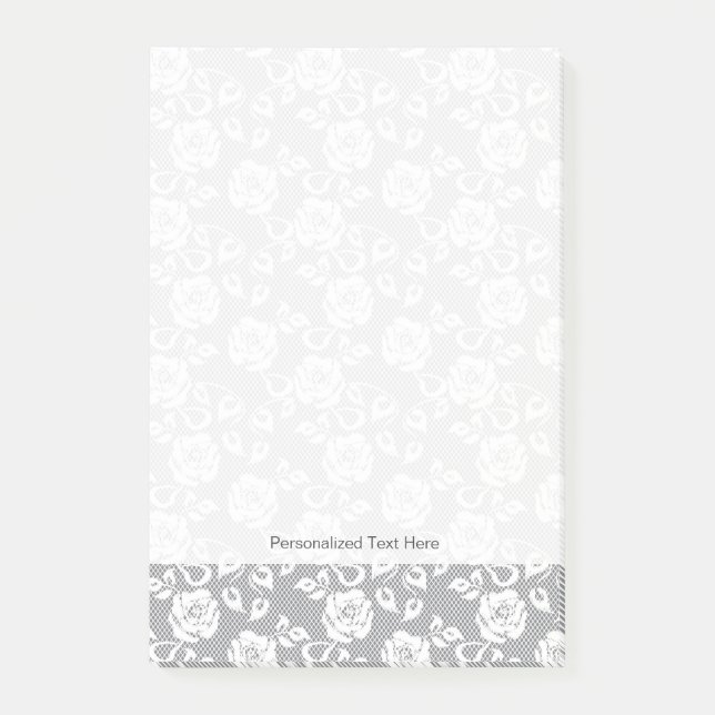 White lace pattern on grey background post-it notes (Front)