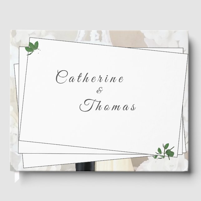 White Lace & Rose Leaves Guest Book (Front)