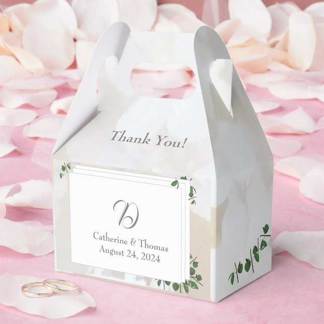 White Lace & Rose Leaves Monogram  Favour Box (Creator Uploaded)