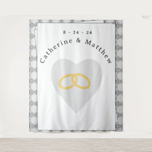 White Lace & Rose Leaves Wedding Tapestry