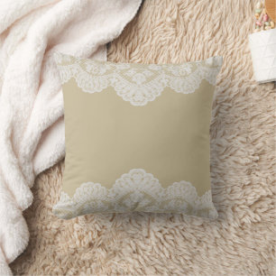 White Lace Sand Beige Cushion