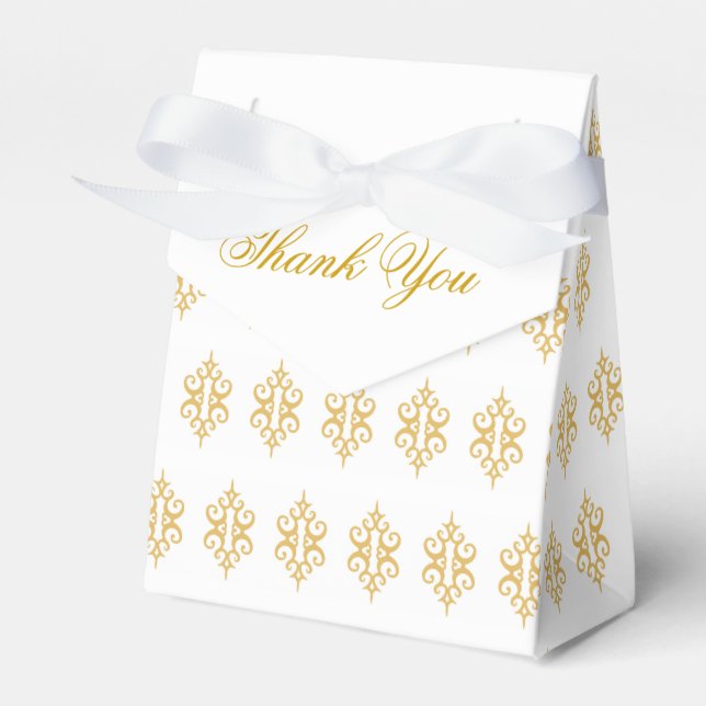 White Lace Thank You Favour Boxes  (Front Side)