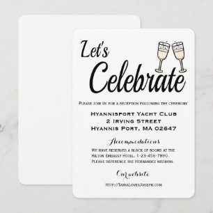 White Lace Wedding Details Blue Stripes Invitation