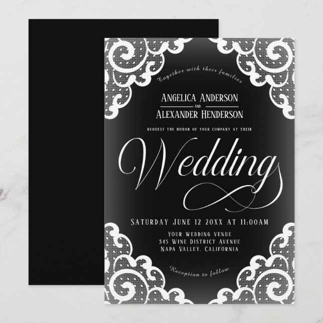 White Lace Wedding Invitation (Front/Back)