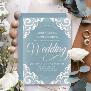 White Lace Wedding Invitation