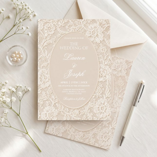 White Lace Wedding Invitation (Creator Uploaded)