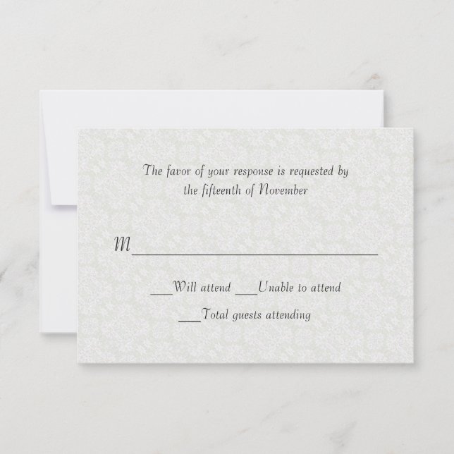 White Lace Wedding Response Card (Front)