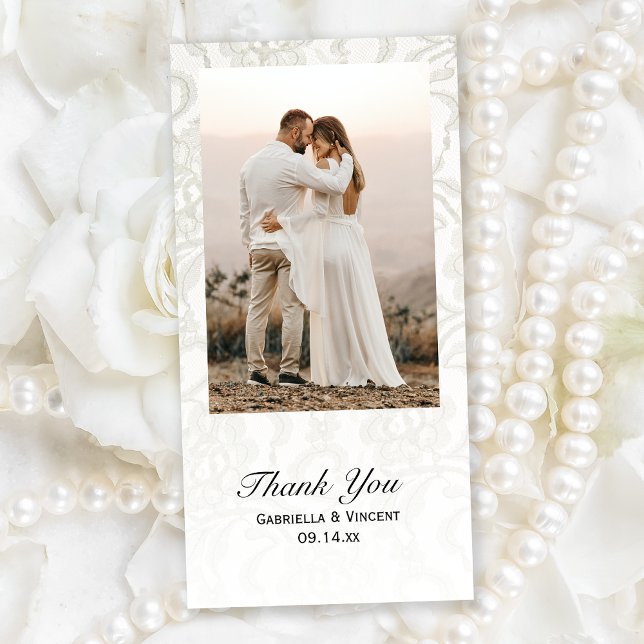 White Lace Wedding Thank You Card (Creator Uploaded)