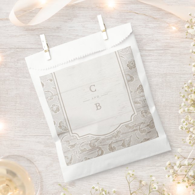 White lace wood rustic country wedding thank you favour bag (Clipped)