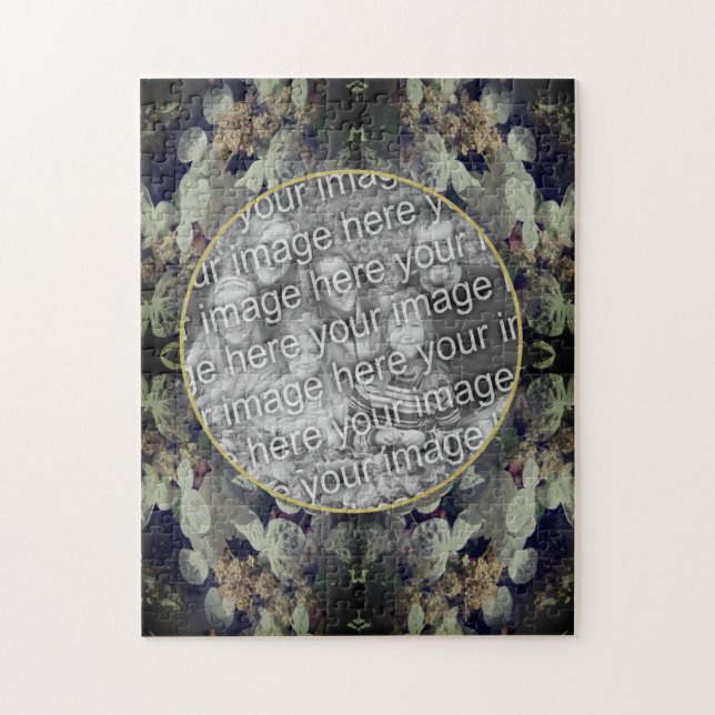 White Lacecap Hydrangea Frame Add Your Photo Jigsaw Puzzle (Vertical)