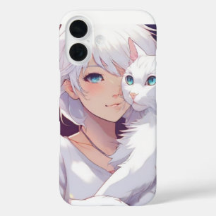 White Lady Cat  iPhone 16 Case