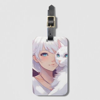 White Lady Cat Luggage Tag