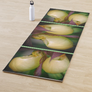 White Lady Slipper Orchid Flower Pair Yoga Mat