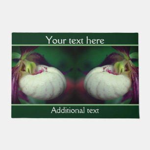 White Lady Slipper Orchid Flower Personalised Doormat