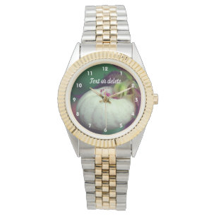 White Lady Slipper Orchid Flower Personalised Watch