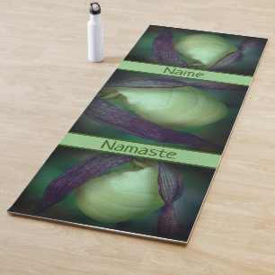 White Lady Slipper Orchid Flower Personalised Yoga Mat
