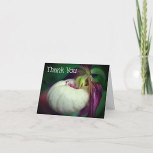 White Lady Slipper Orchid Flower Thank You Card