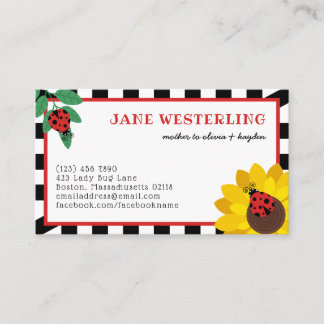 White Ladybugs & Sunflower Mum Calling Card