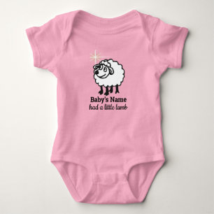 White Lamb-Baby's Name-had a little lamb Baby Bodysuit