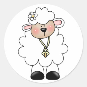 White Lamb Classic Round Sticker