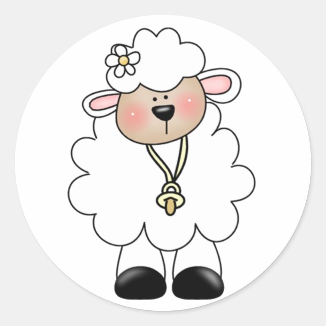 White Lamb Classic Round Sticker (Front)