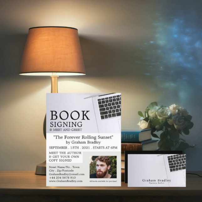 White Laptop, Writers Book Signing Advertising Flyer (Creator Uploaded)