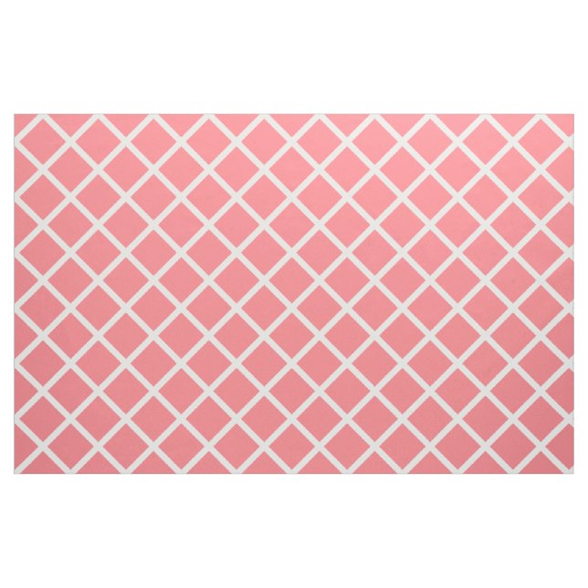 White Lattice on Coral Pink Fabric (Fat Quarter)