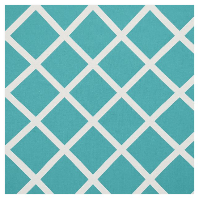 White Lattice on Pure Turquoise Fabric (Swatch)