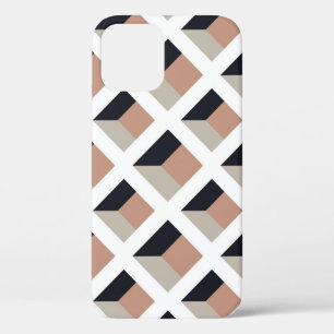 White lattice volume, brown background. iPhone 12 case