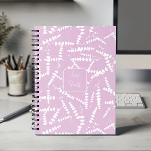 White Lavender Flowers on Purple_ Floral Pattern Planner