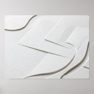 White Layered Paper Relief Minimalist Poster