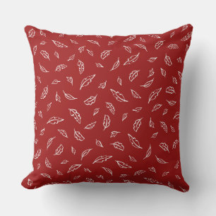 White Leaf Pattern Throw Pillow