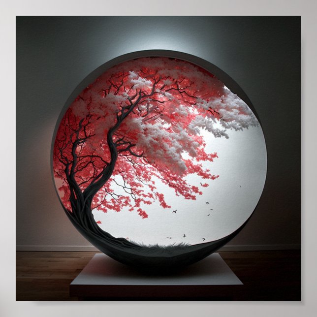 White Leaf Tree Globe Poster (Front)