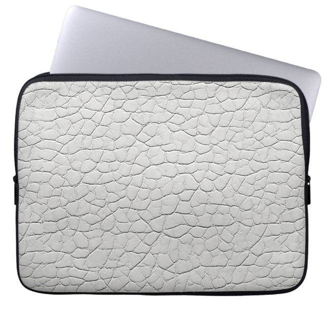 White leather effect pattern laptop sleeve (Front)