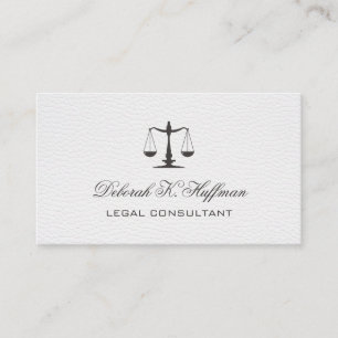 White leather feminine Legal Justice Scale Business Card