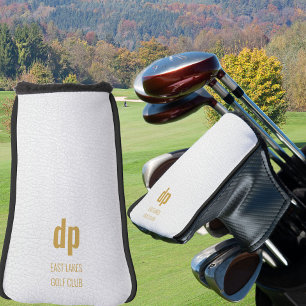 White Leather Look Monogram Custom Name Putter Golf Head Cover