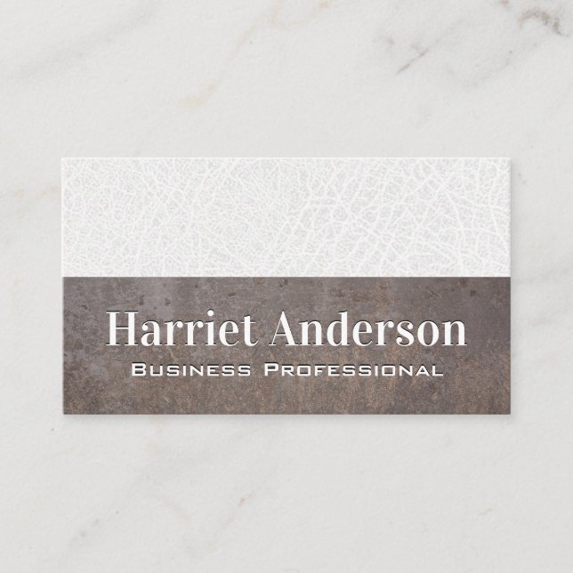 White Leather | Metal | Colour Book Business Card (Front)
