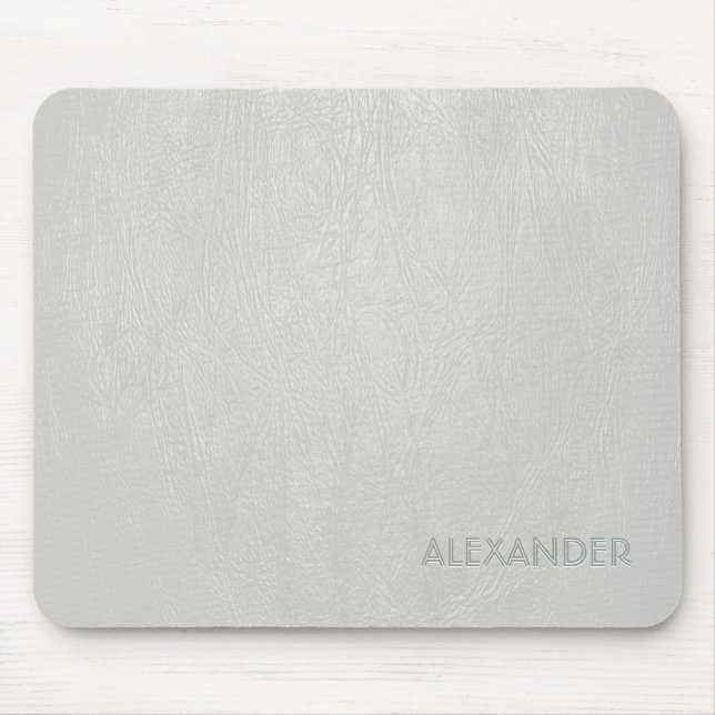 White Leather Pattern Texture- Custom Monogram/Tex Mouse Pad (Front)