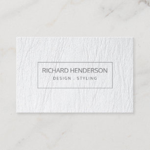 White Leather Simple Geometric Minimal Modern Business Card