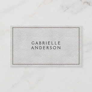 White Leather Stitched Business Card