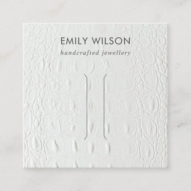 WHITE LEATHER TEXTURE HAIR CLIP DISPLAY CARD (Front)