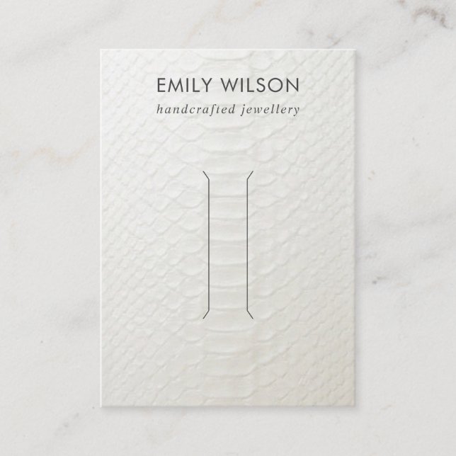 WHITE LEATHER TEXTURE HAIR CLIP DISPLAY CARD (Front)