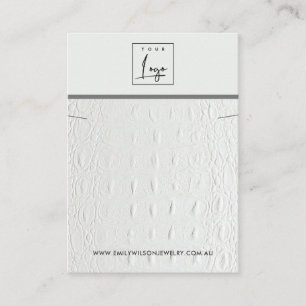 WHITE LEATHER TEXTURE NECKLACE BRACELET DISPLAY BUSINESS CARD