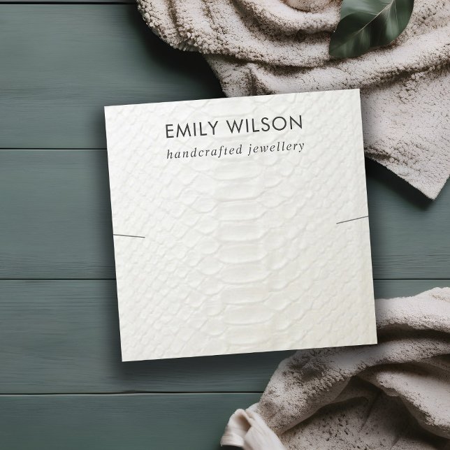 WHITE LEATHER TEXTURE NECKLACE BRACELET DISPLAY SQUARE BUSINESS CARD (Creator Uploaded)