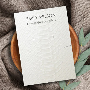 WHITE LEATHER TEXTURE NECKLACE EARRING DISPLAY BUSINESS CARD