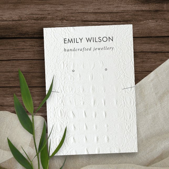WHITE LEATHER TEXTURE NECKLACE EARRING DISPLAY BUSINESS CARD (Creator Uploaded)