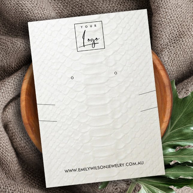 WHITE LEATHER TEXTURE NECKLACE EARRING DISPLAY BUSINESS CARD (Creator Uploaded)