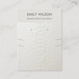 WHITE LEATHER TEXTURE NECKLACE EARRING DISPLAY BUSINESS CARD