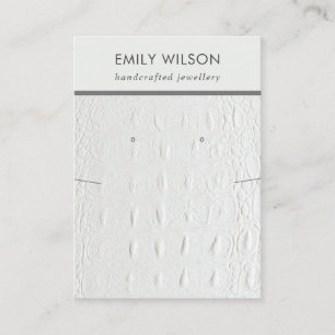 WHITE LEATHER TEXTURE NECKLACE EARRING DISPLAY BUSINESS CARD
